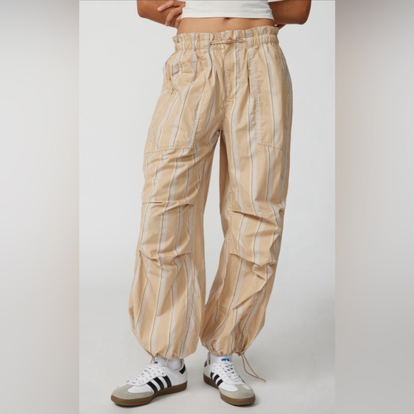 UO Sloan Poplin Striped Balloon Pant (M) - Picture 1 of 6
